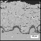 A micrograph of a thermal barrier coating