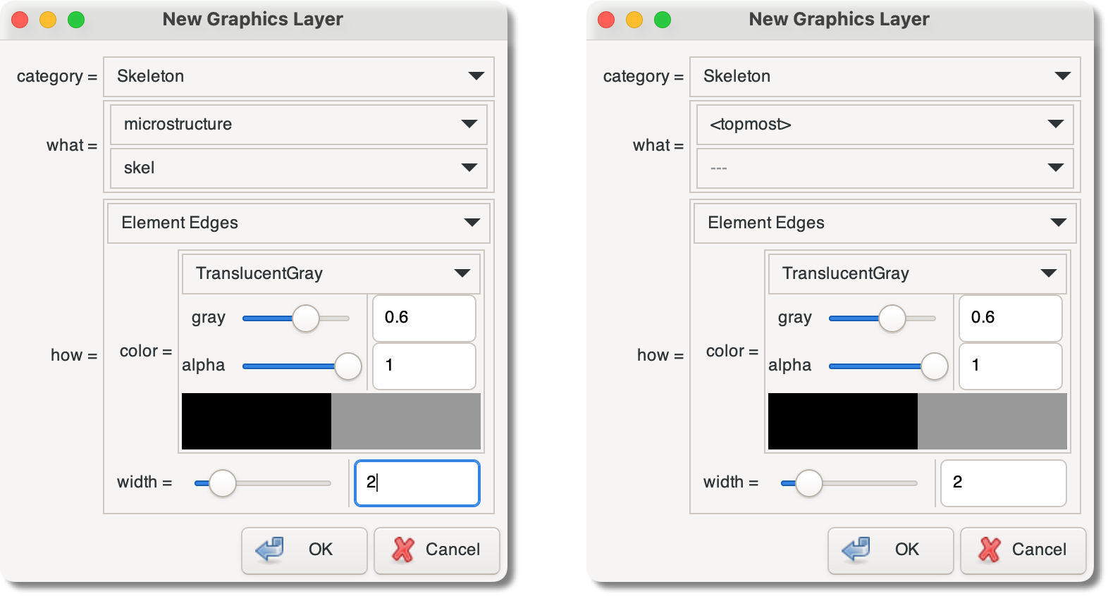The New Graphics Layer dialog