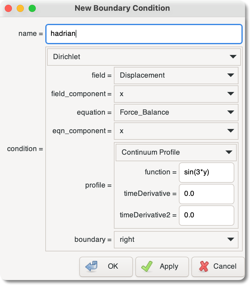 New Boundary Condition Dialog