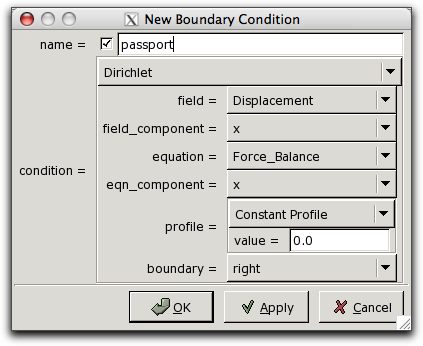 New Boundary Condition Dialog